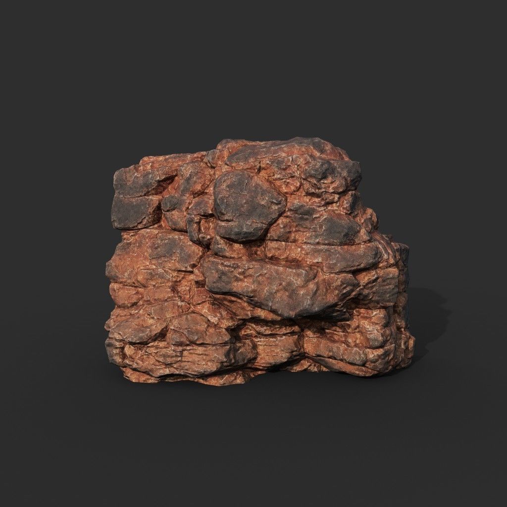 Low poly Black Yellow Desert Rock A 211119 Low-poly 3D model_37