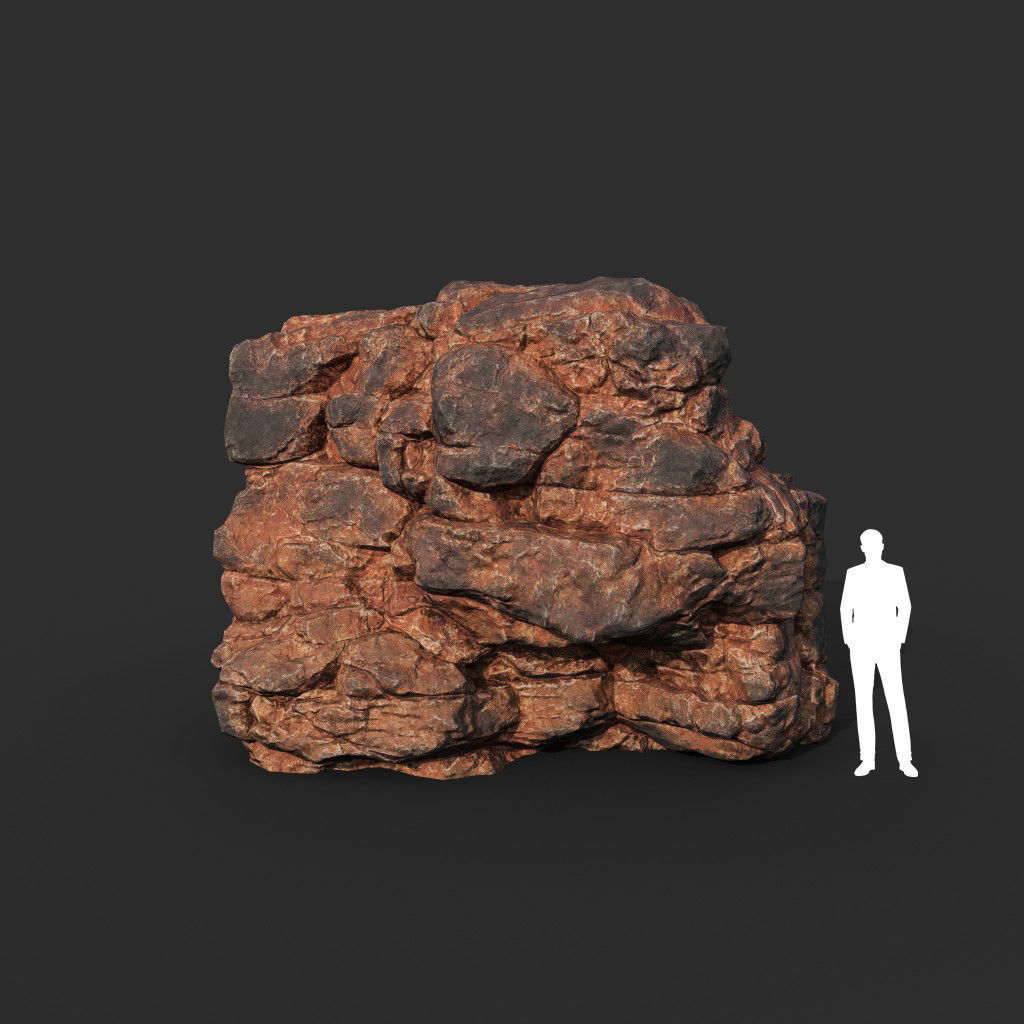 Low poly Black Yellow Desert Rock A 211119 Low-poly 3D model_36