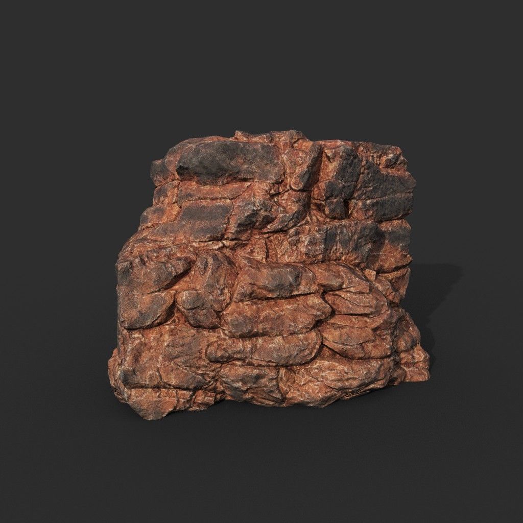 Low poly Black Yellow Desert Rock A 211119 Low-poly 3D model_38