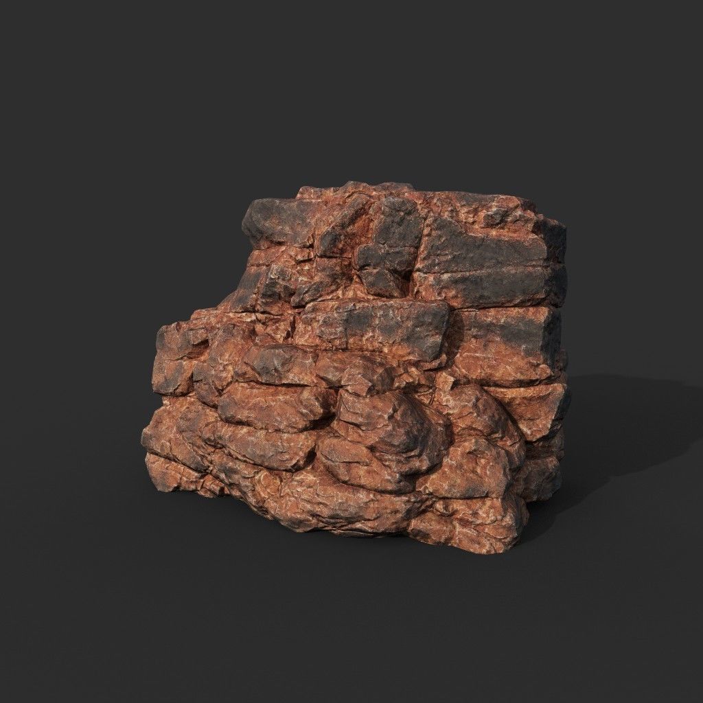 Low poly Black Yellow Desert Rock A 211119 Low-poly 3D model_39