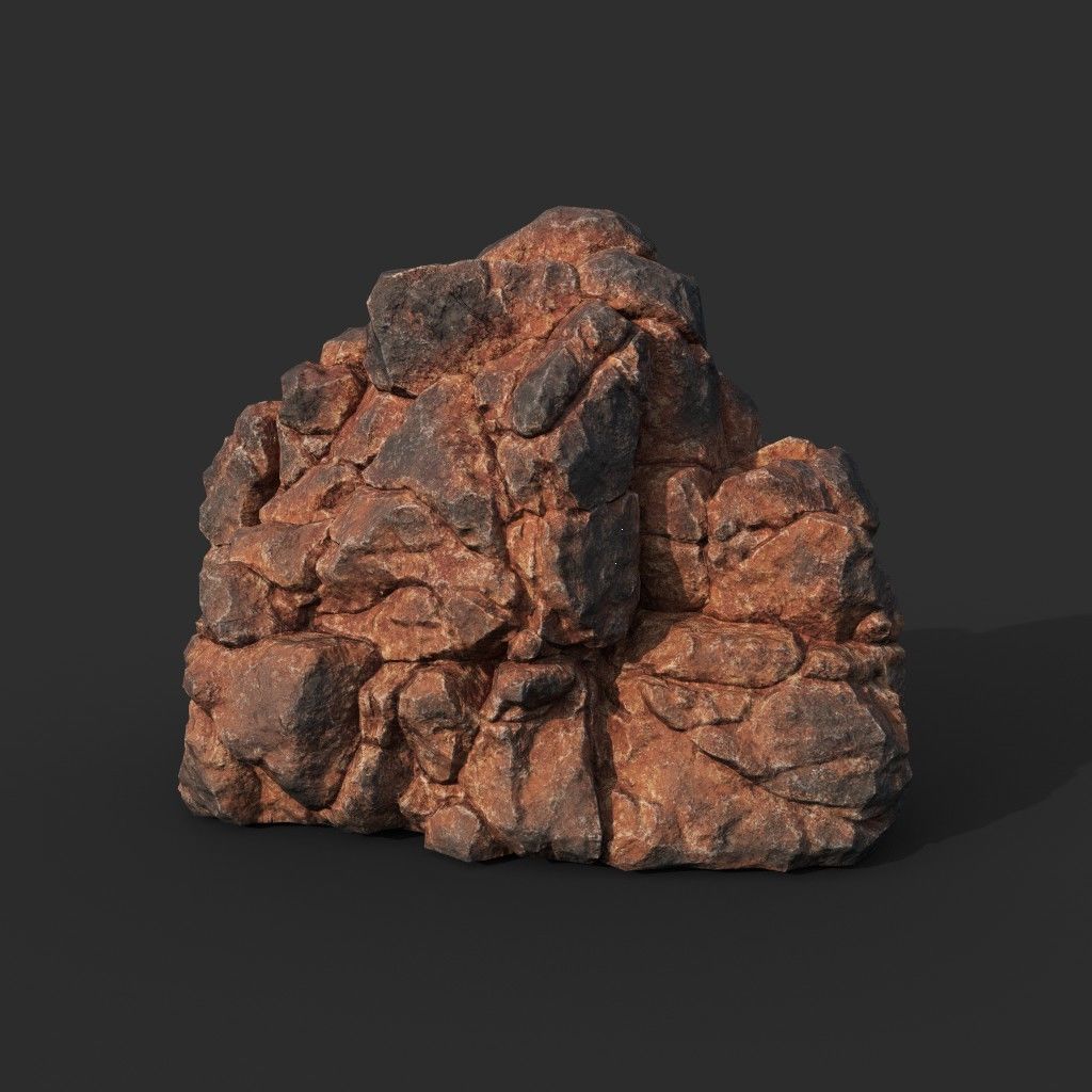 Low poly Black Yellow Desert Rock A 211119 Low-poly 3D model_3