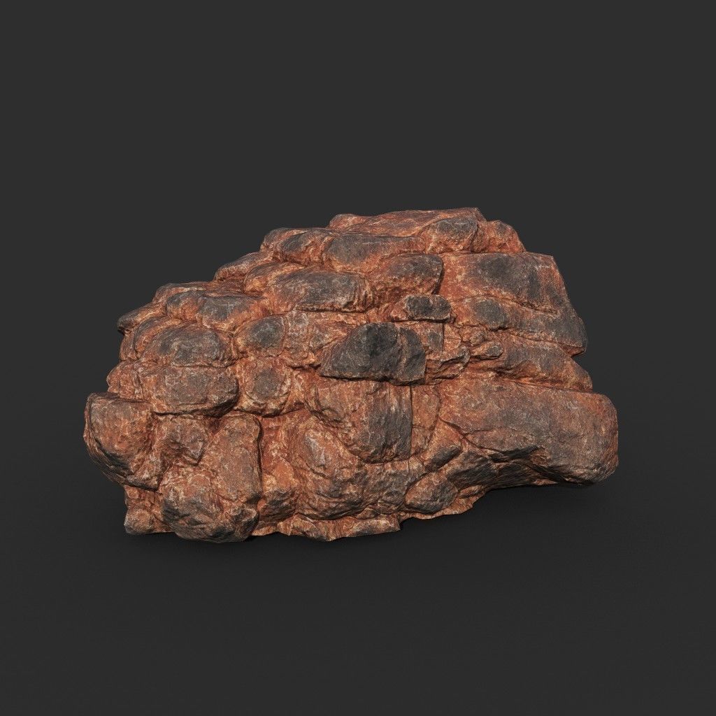 Low poly Black Yellow Desert Rock A 211119 Low-poly 3D model_29