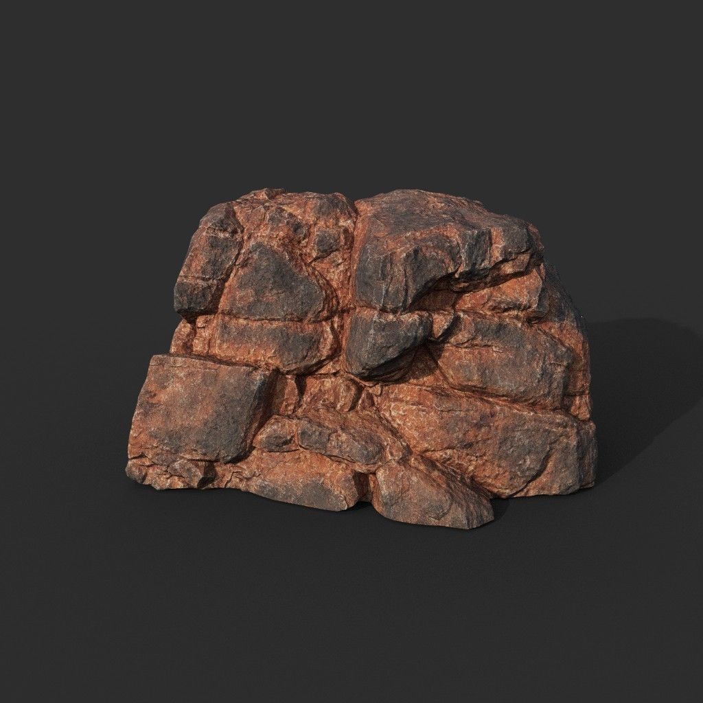 Low poly Black Yellow Desert Rock A 211119 Low-poly 3D model_49