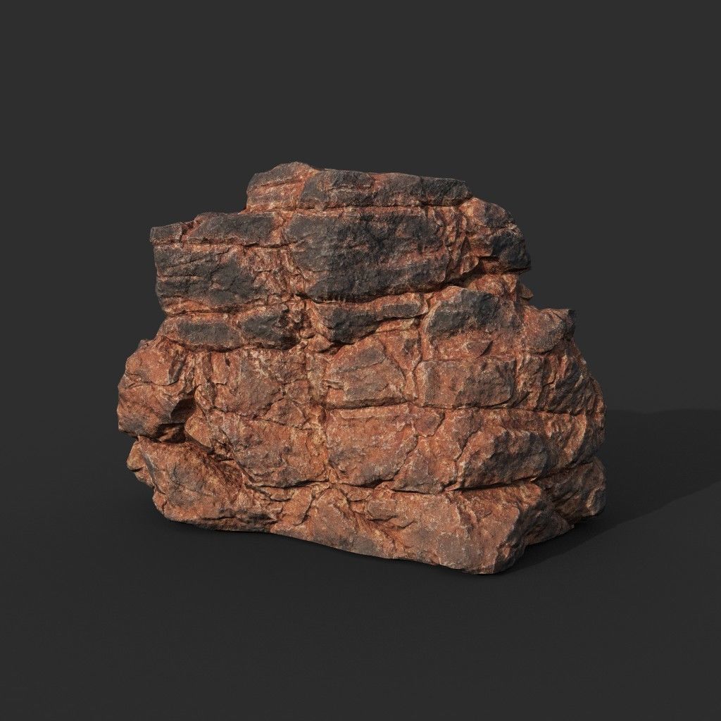 Low poly Black Yellow Desert Rock A 211119 Low-poly 3D model_14