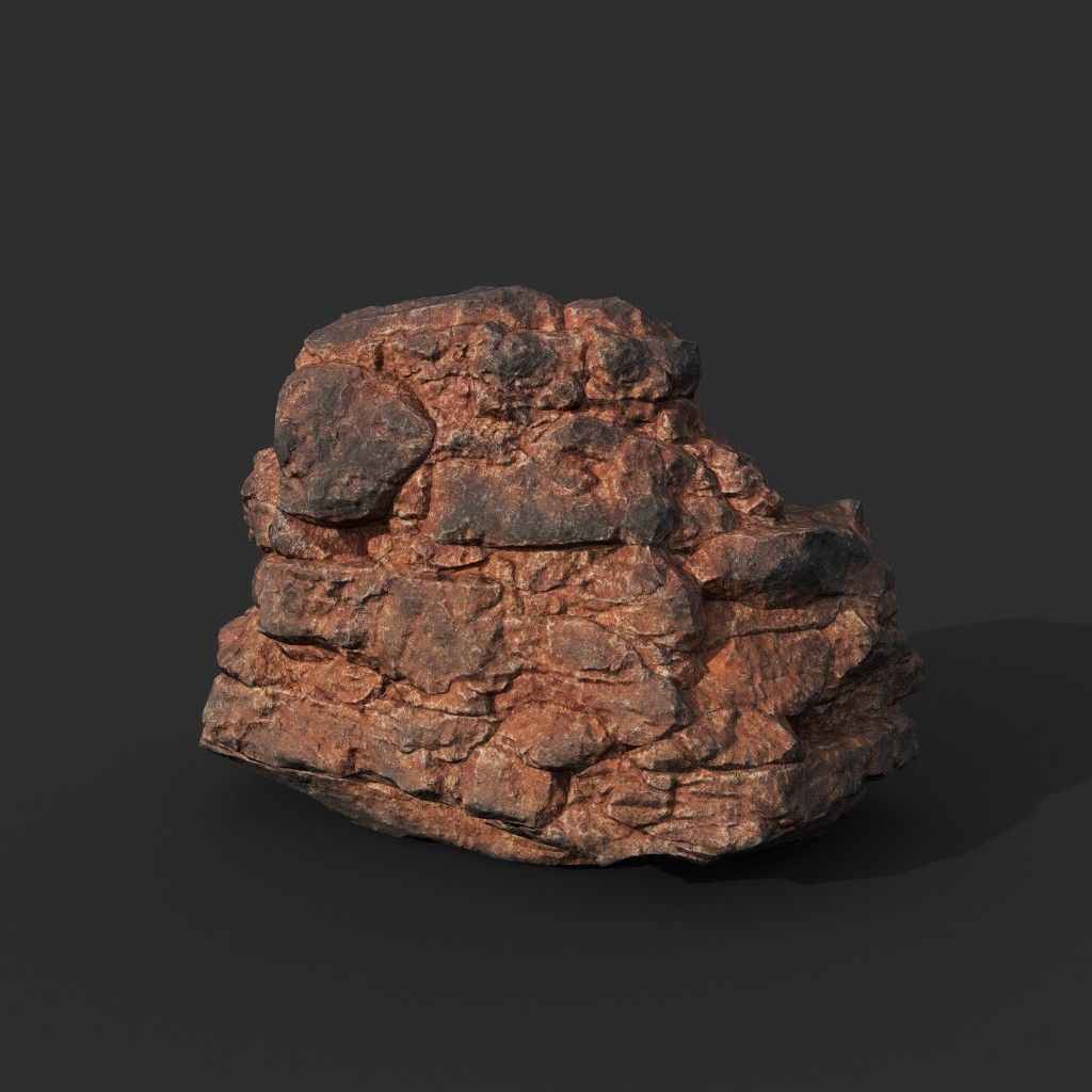 Low poly Black Yellow Desert Rock A 211119 Low-poly 3D model_18