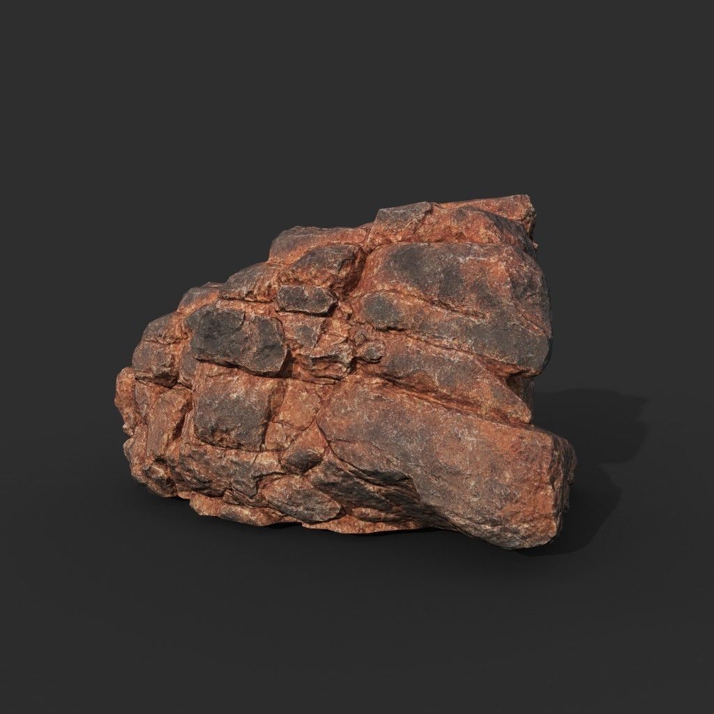 Low poly Black Yellow Desert Rock A 211119 Low-poly 3D model_28