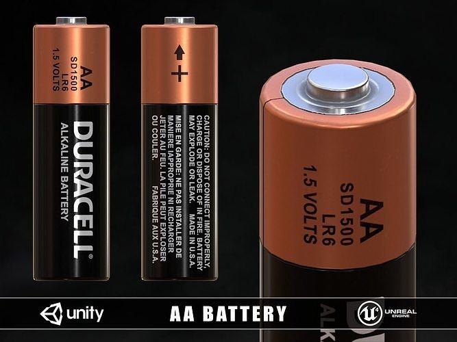 AA Battery Low-poly 3D model