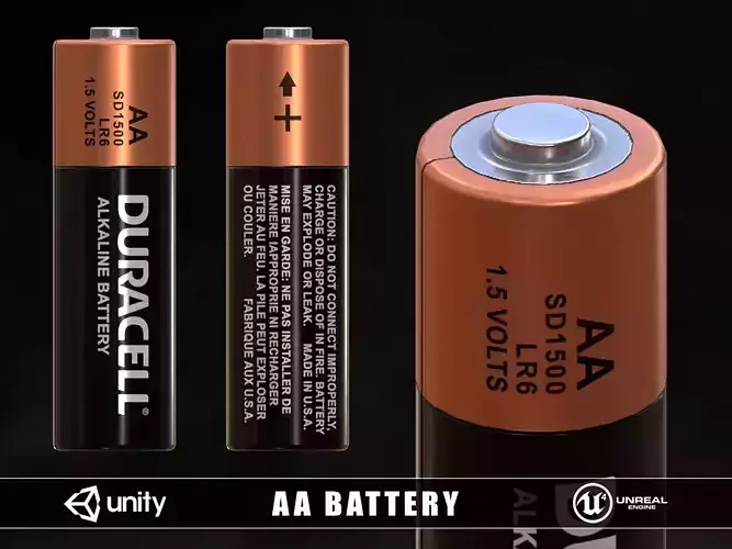 AA Battery Low-poly 3D model