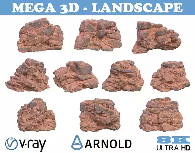 High poly Black Yellow Desert Rock  A 211119