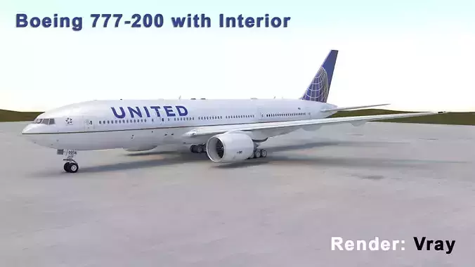B 777-200 with Interior 3D model