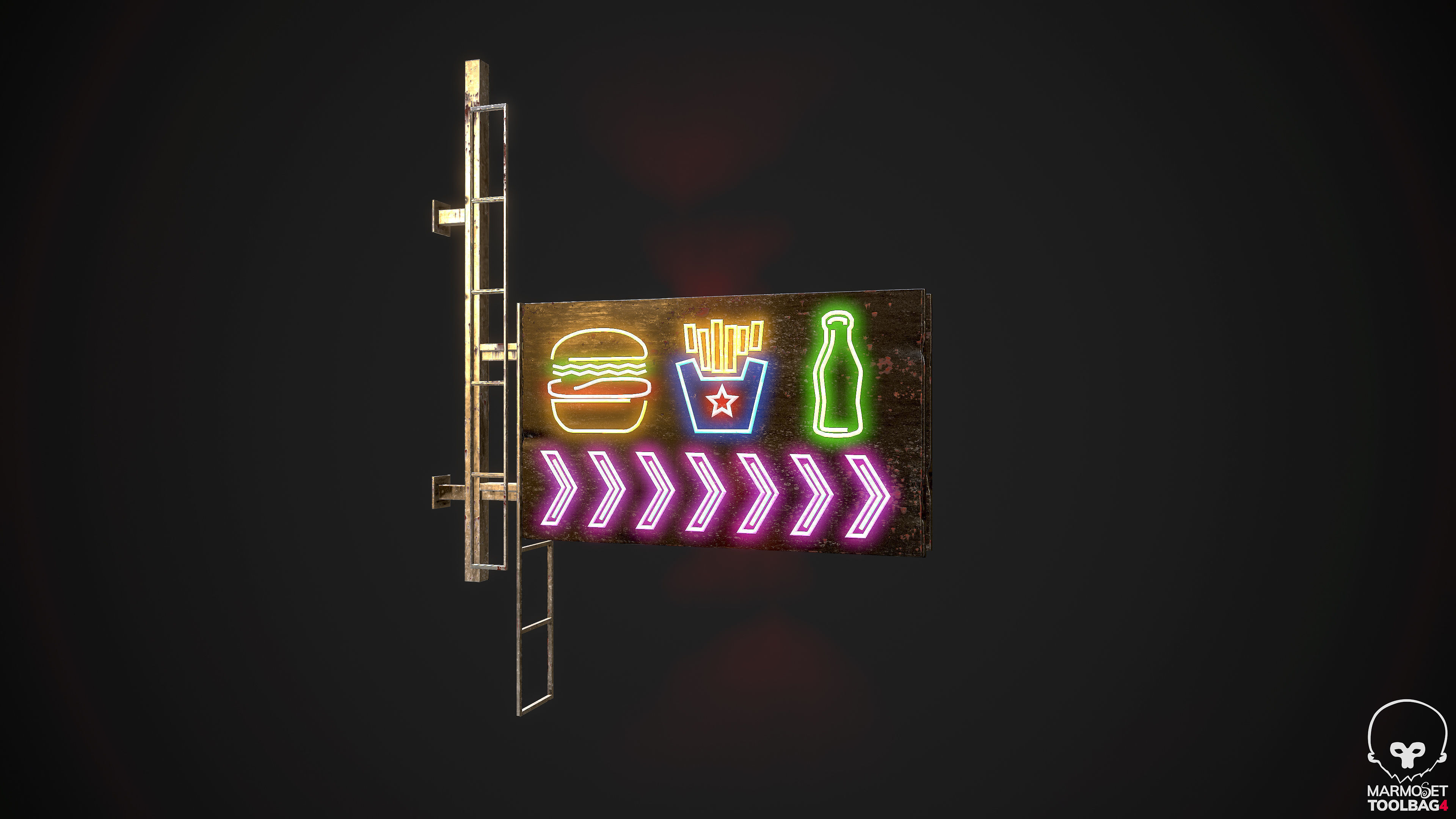 Neon signs Cyberpunk pack PBR Game Ready Low-poly Low-poly 3D model_29