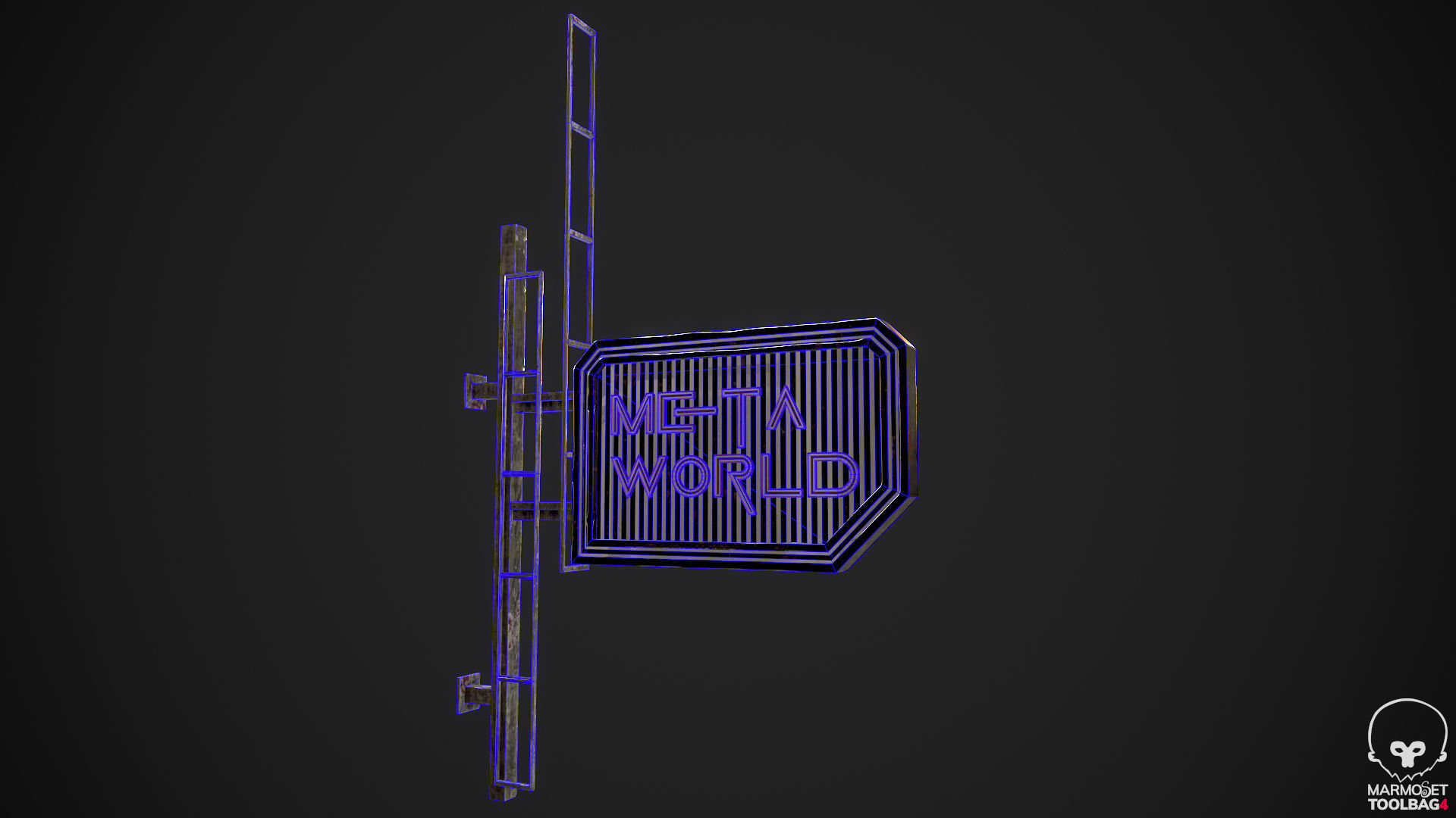 Neon signs Cyberpunk pack PBR Game Ready Low-poly Low-poly 3D model_22