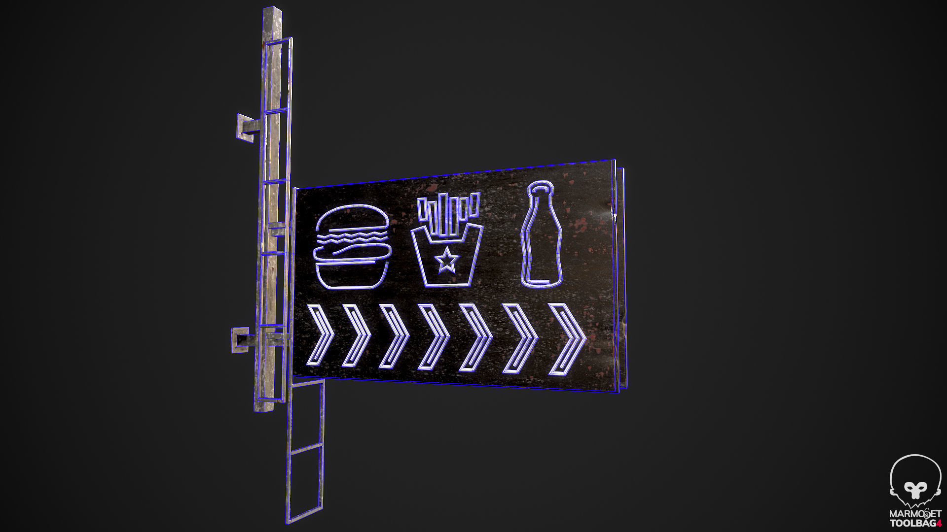 Neon signs Cyberpunk pack PBR Game Ready Low-poly Low-poly 3D model_30