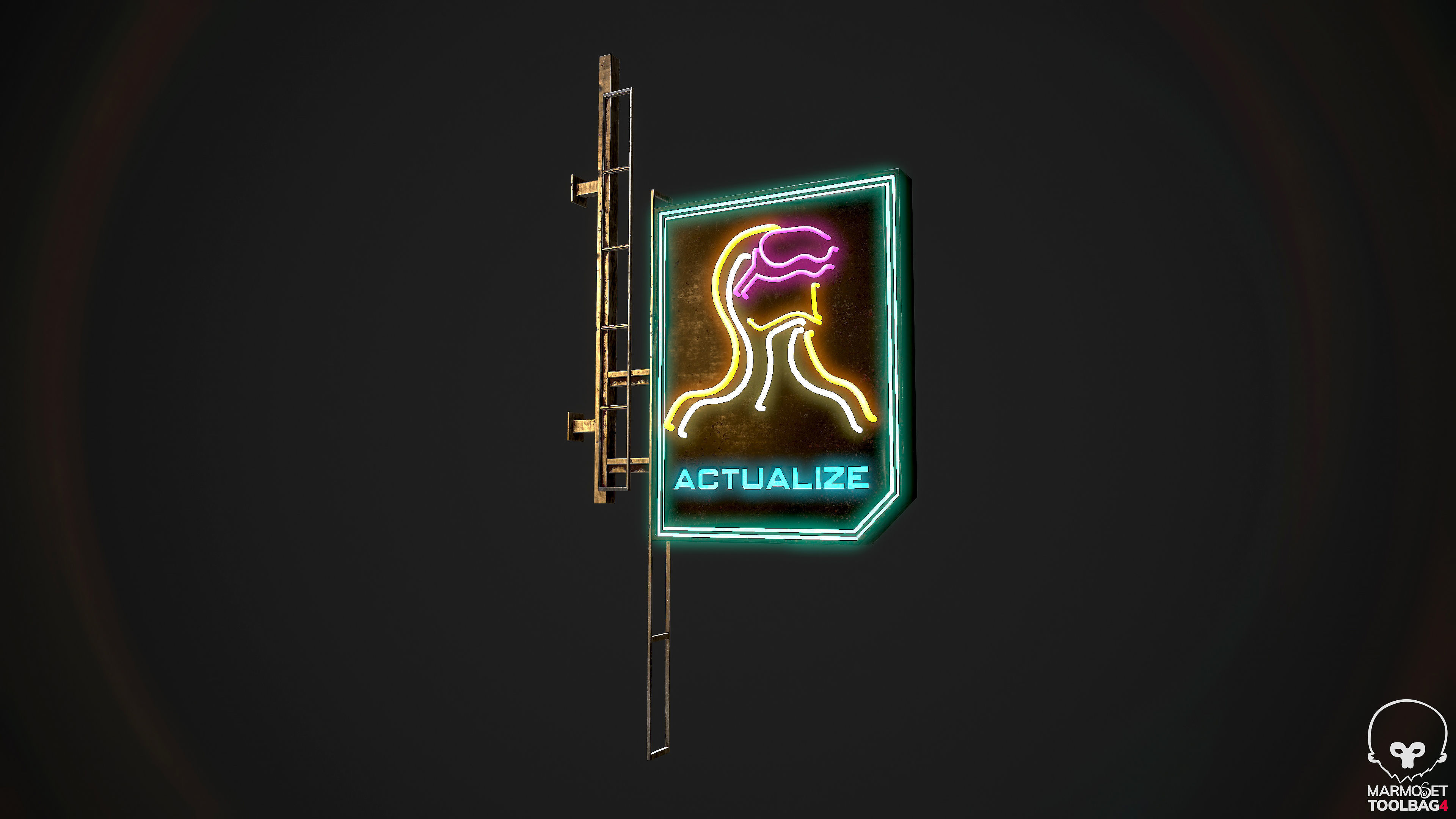 Neon signs Cyberpunk pack PBR Game Ready Low-poly Low-poly 3D model_23