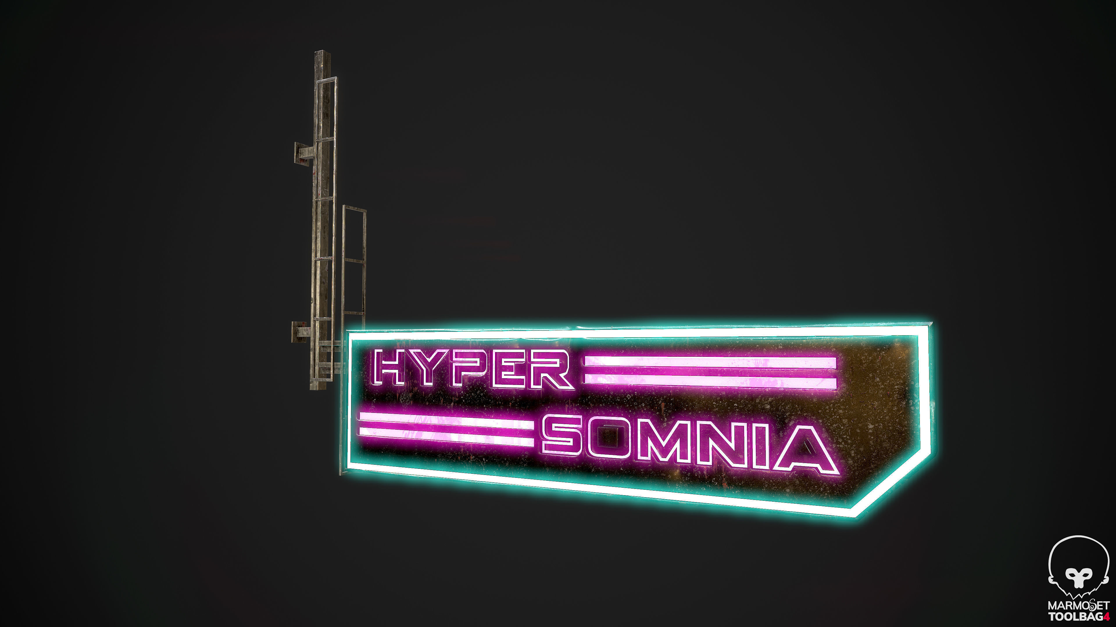 Neon signs Cyberpunk pack PBR Game Ready Low-poly Low-poly 3D model_25