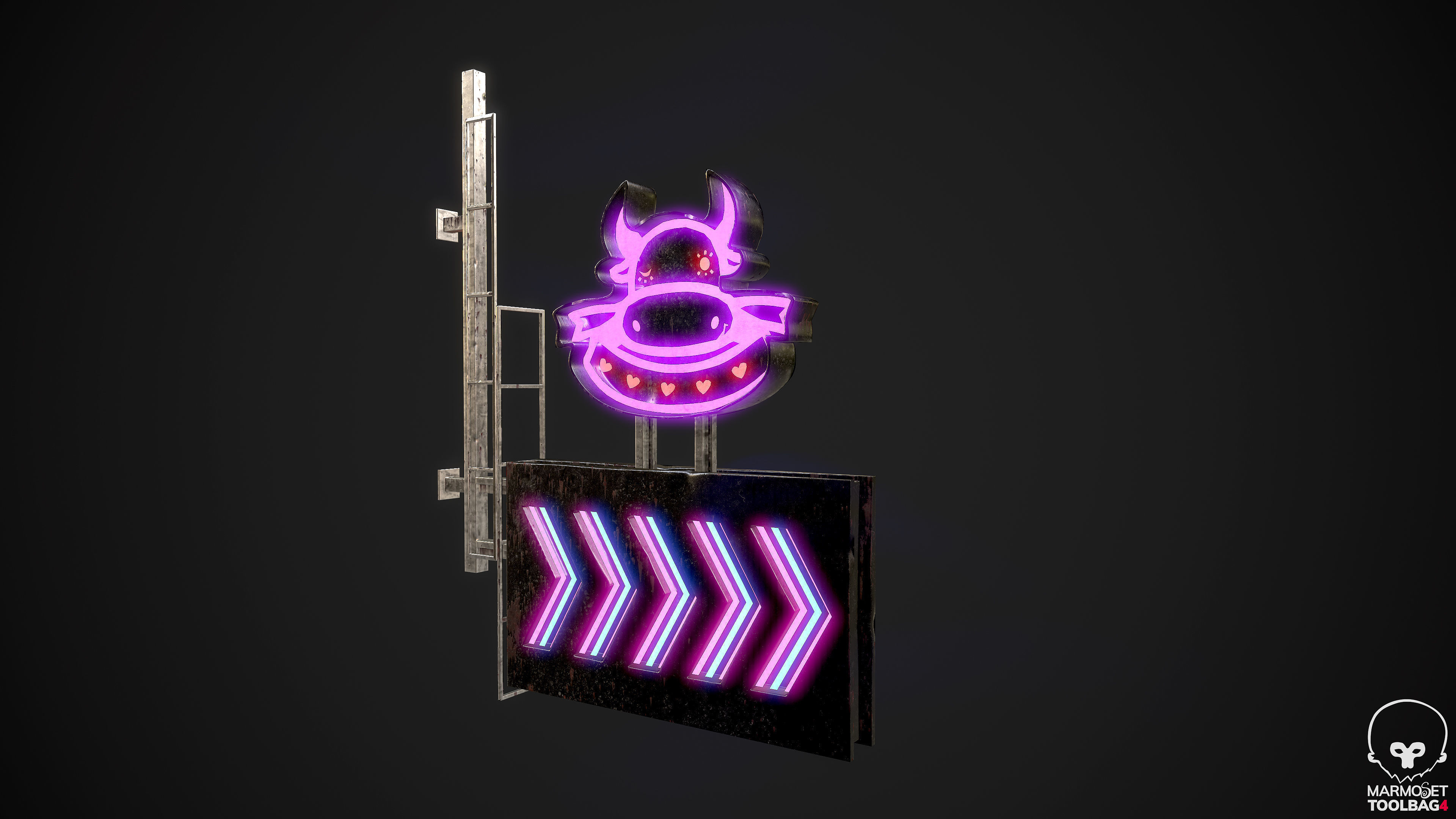 Neon signs Cyberpunk pack PBR Game Ready Low-poly Low-poly 3D model_27