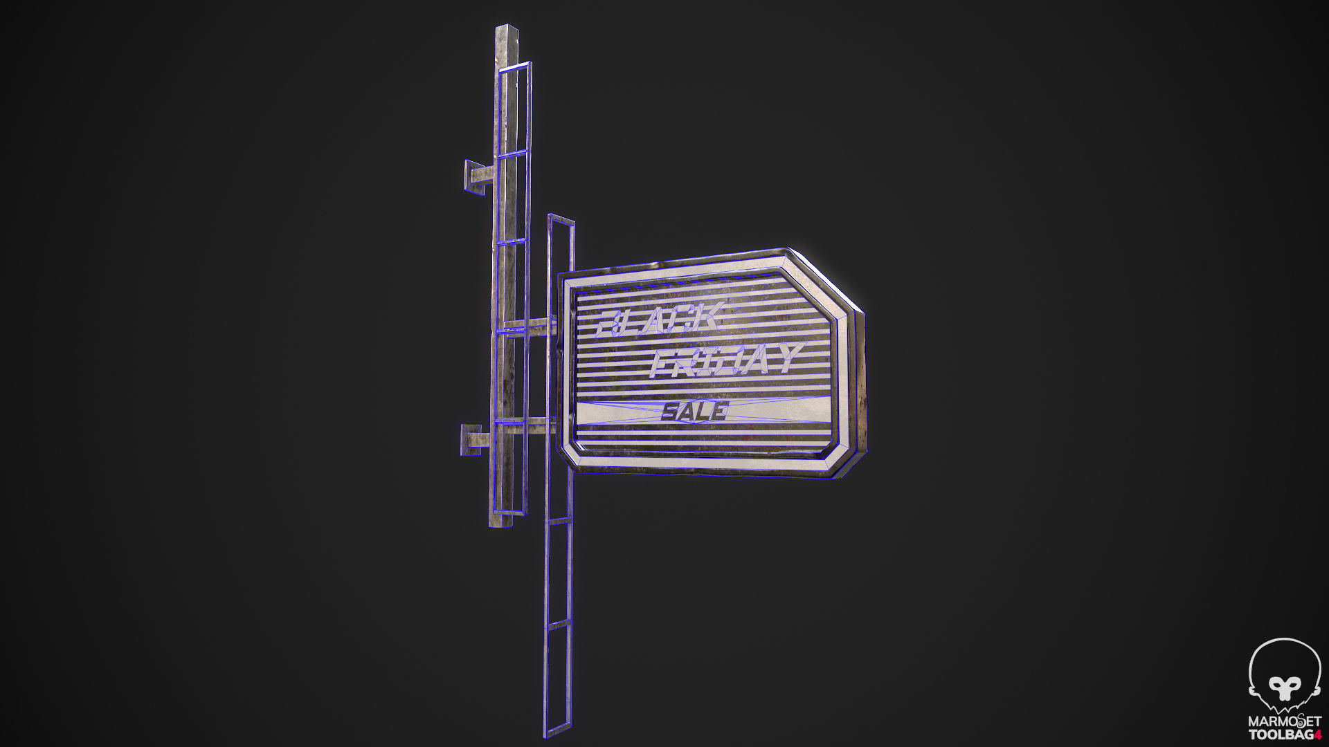 Neon signs Cyberpunk pack PBR Game Ready Low-poly Low-poly 3D model_20