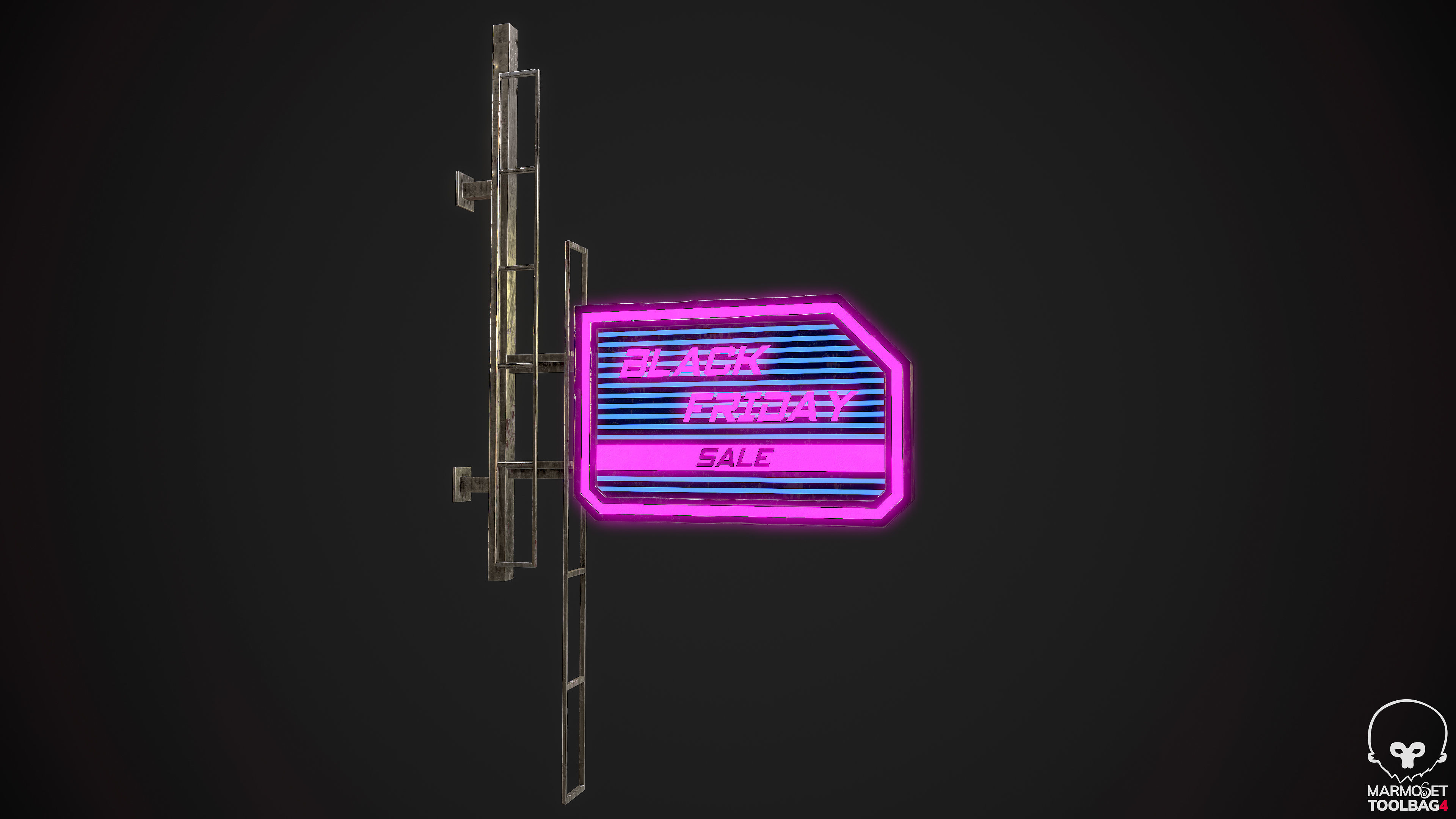 Neon signs Cyberpunk pack PBR Game Ready Low-poly Low-poly 3D model_19