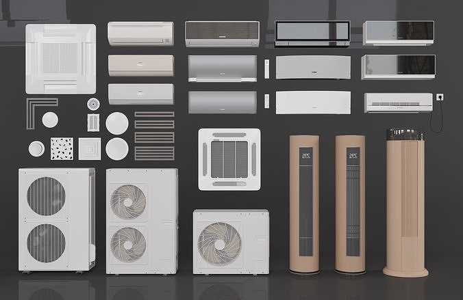 aircondition air conditioners and fans 3D model