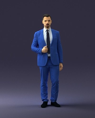 Man in a blue business suit 0298 3D Print Ready 3D print model