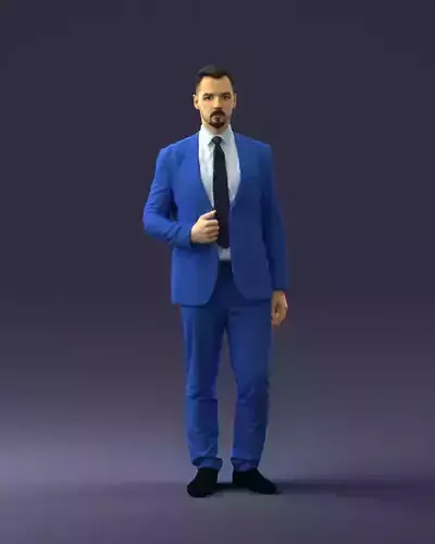 Man in a blue business suit 0298 3D Print Ready