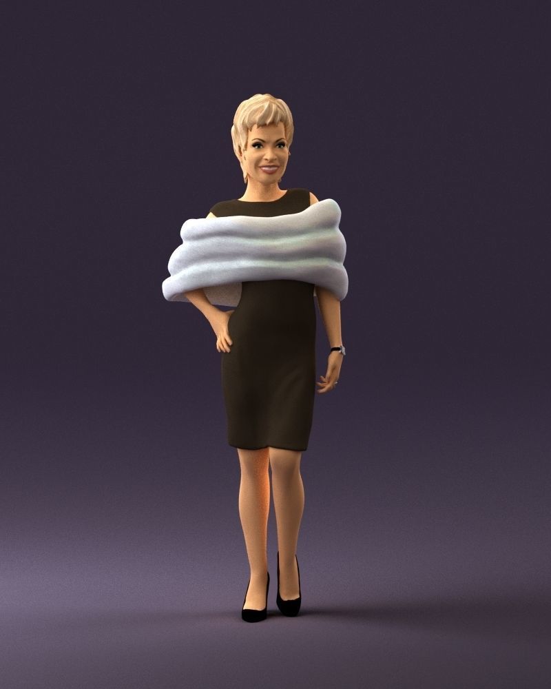 Woman in dark suit with fur 0653 3D Print Ready 3D print model_33