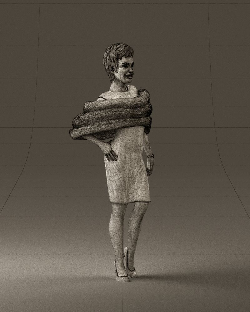 Woman in dark suit with fur 0653 3D Print Ready 3D print model_8