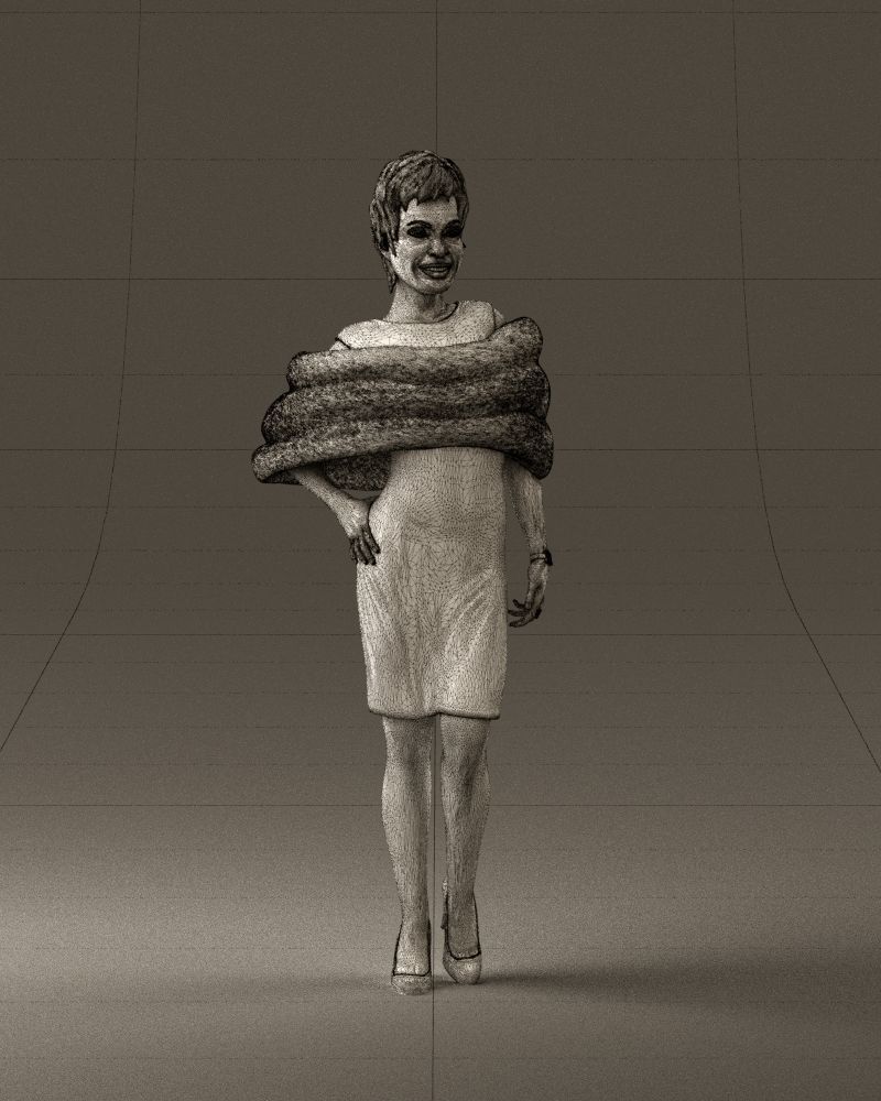 Woman in dark suit with fur 0653 3D Print Ready 3D print model_2