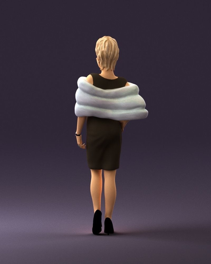 Woman in dark suit with fur 0653 3D Print Ready 3D print model_18