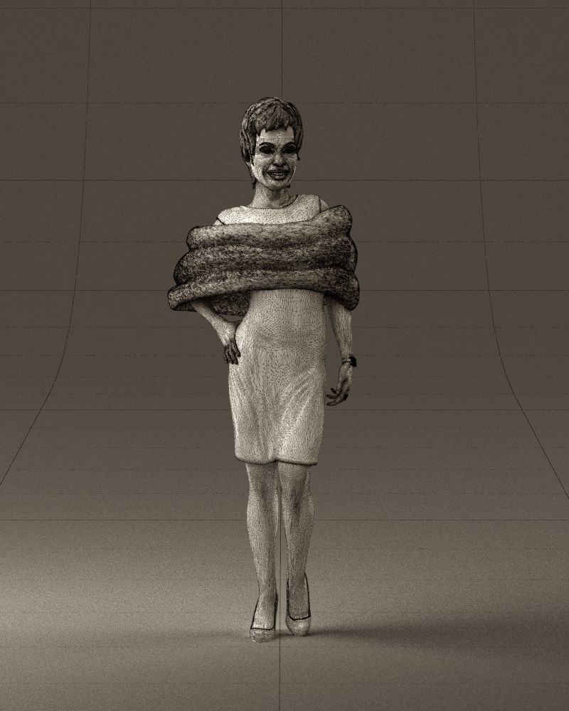 Woman in dark suit with fur 0653 3D Print Ready 3D print model_35