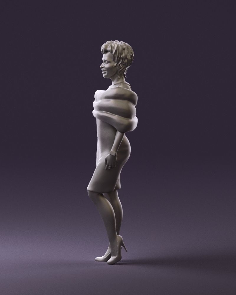 Woman in dark suit with fur 0653 3D Print Ready 3D print model_25