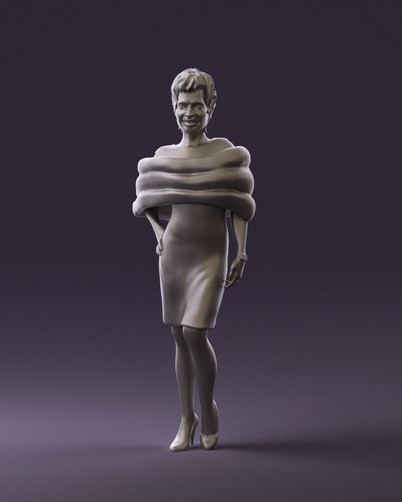 Woman in dark suit with fur 0653 3D Print Ready 3D print model_31