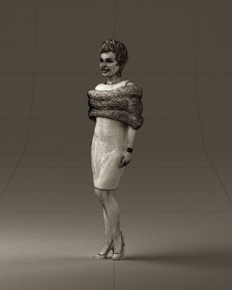 Woman in dark suit with fur 0653 3D Print Ready 3D print model_29