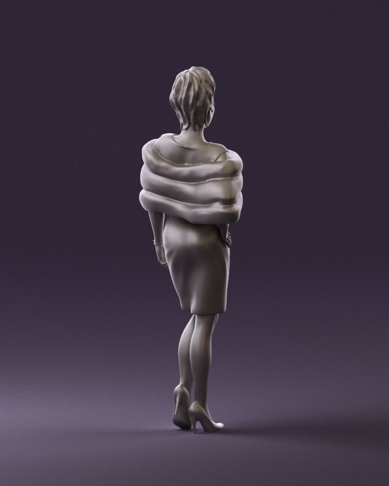 Woman in dark suit with fur 0653 3D Print Ready 3D print model_16