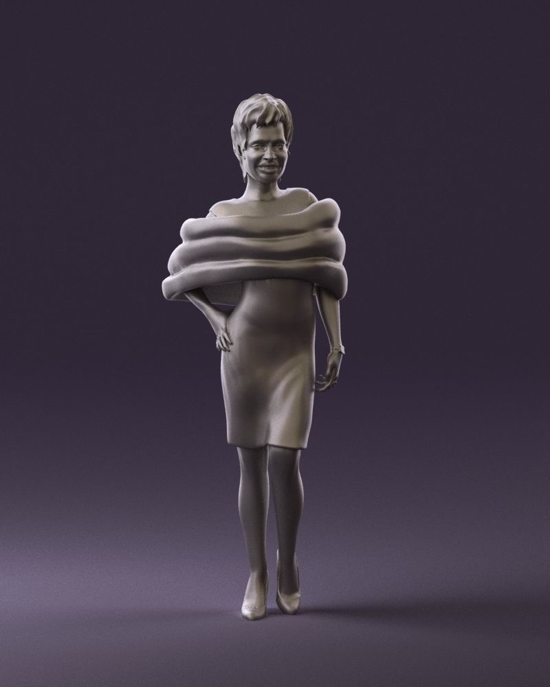 Woman in dark suit with fur 0653 3D Print Ready 3D print model_34