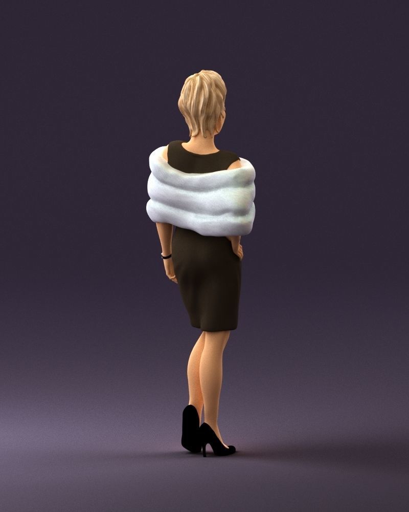 Woman in dark suit with fur 0653 3D Print Ready 3D print model_15