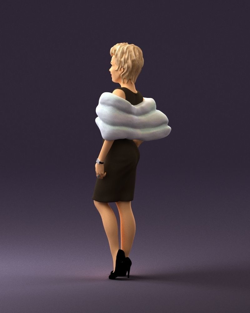 Woman in dark suit with fur 0653 3D Print Ready 3D print model_21