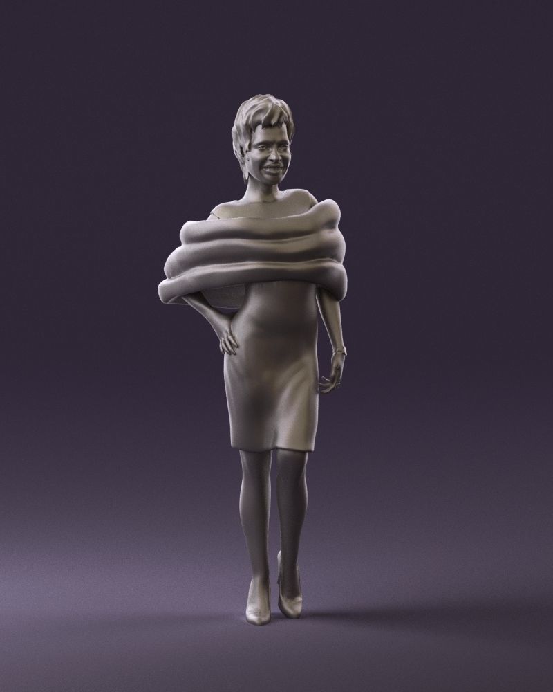 Woman in dark suit with fur 0653 3D Print Ready 3D print model_37