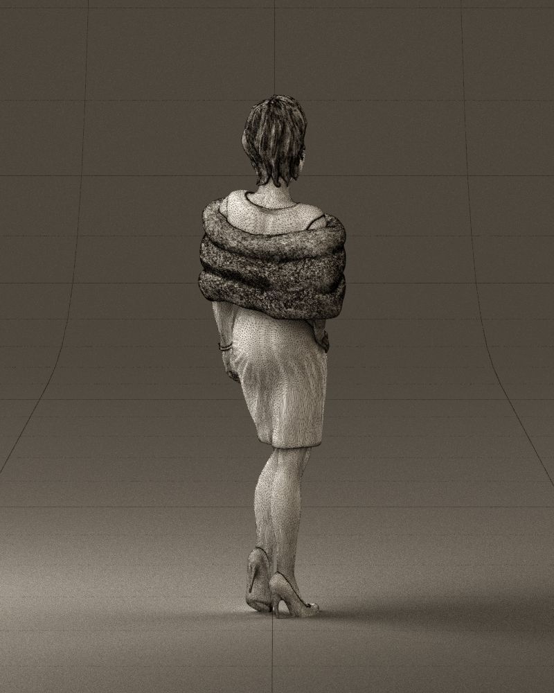 Woman in dark suit with fur 0653 3D Print Ready 3D print model_17
