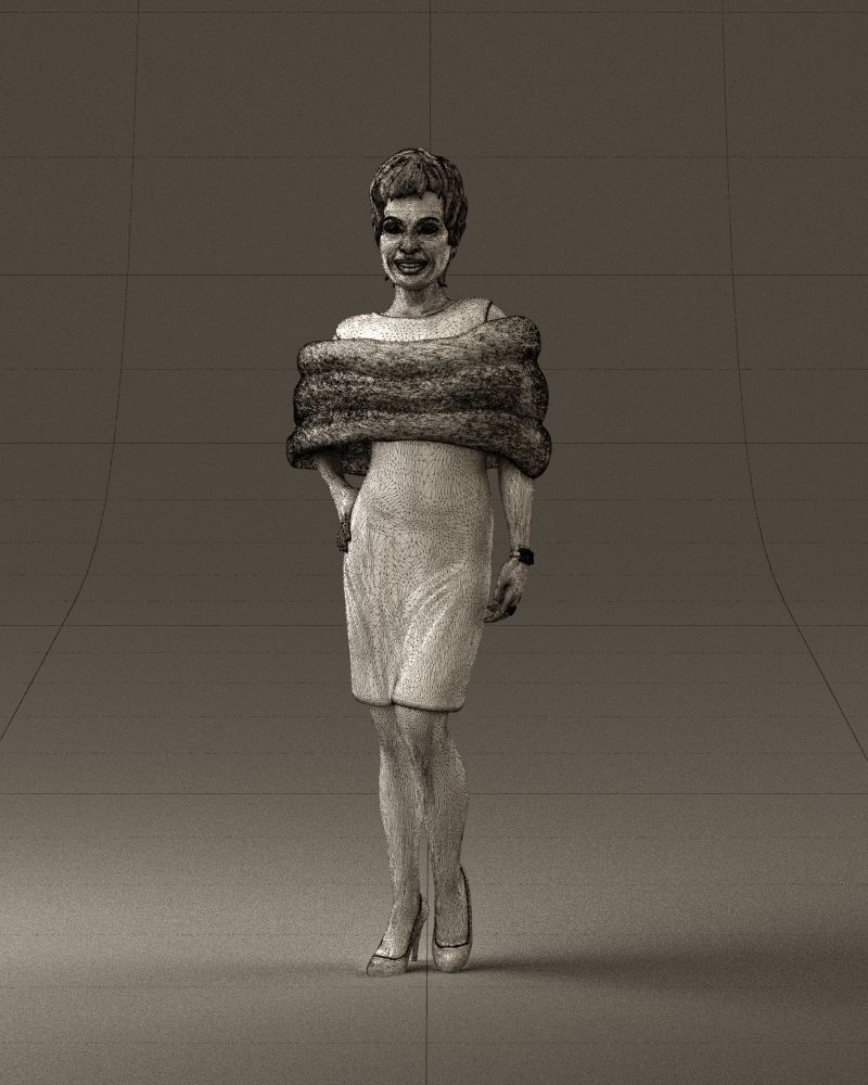 Woman in dark suit with fur 0653 3D Print Ready 3D print model_32