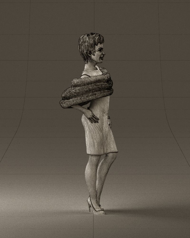 Woman in dark suit with fur 0653 3D Print Ready 3D print model_11