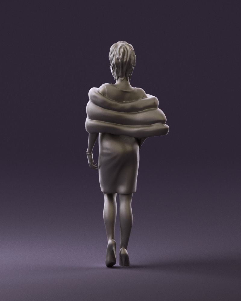 Woman in dark suit with fur 0653 3D Print Ready 3D print model_19