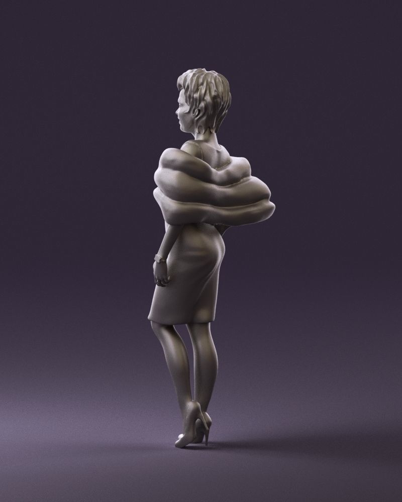 Woman in dark suit with fur 0653 3D Print Ready 3D print model_22