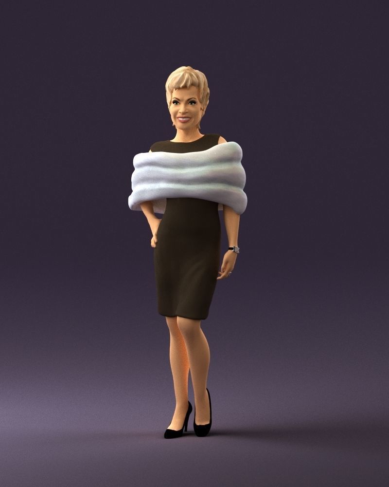 Woman in dark suit with fur 0653 3D Print Ready 3D print model_30