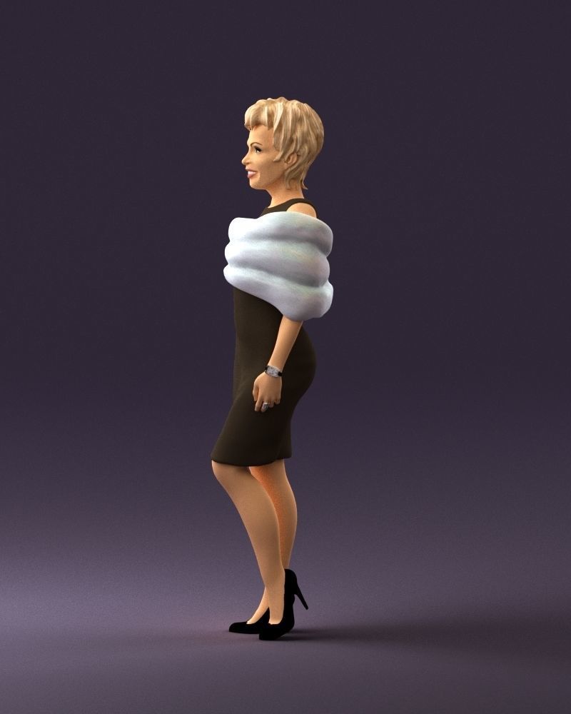 Woman in dark suit with fur 0653 3D Print Ready 3D print model_24