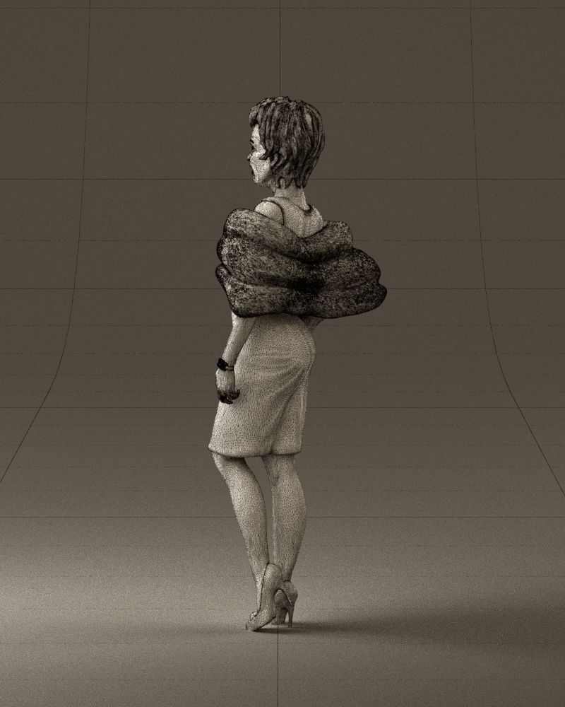 Woman in dark suit with fur 0653 3D Print Ready 3D print model_23