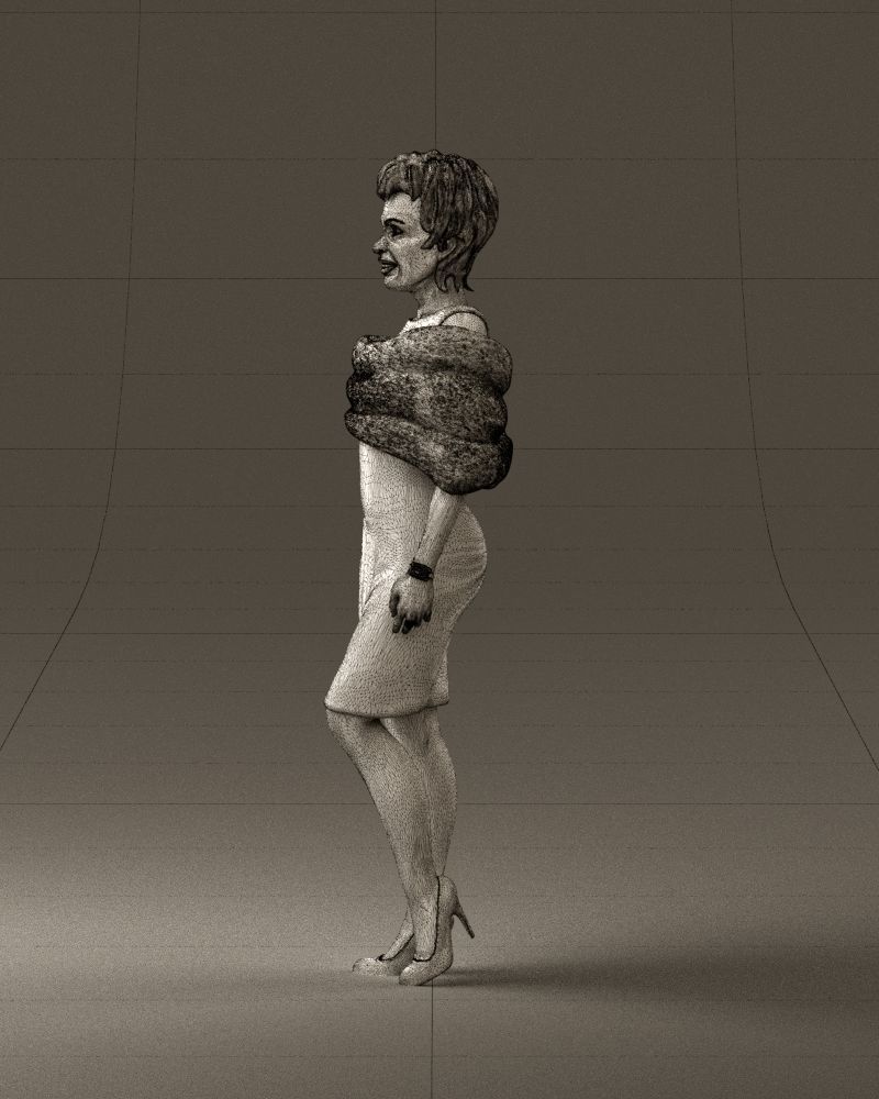 Woman in dark suit with fur 0653 3D Print Ready 3D print model_26