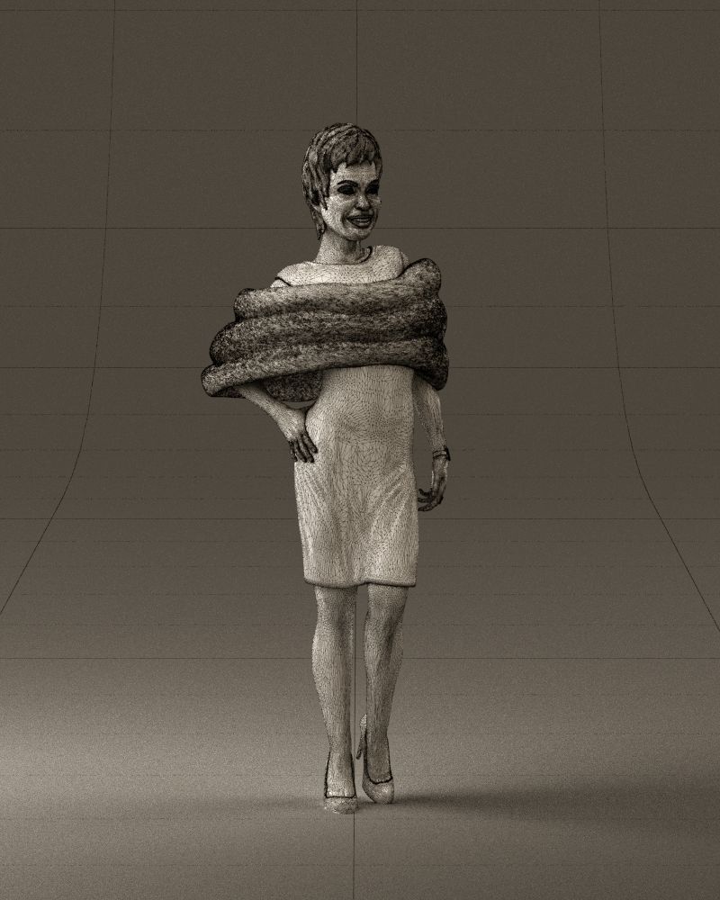 Woman in dark suit with fur 0653 3D Print Ready 3D print model_5