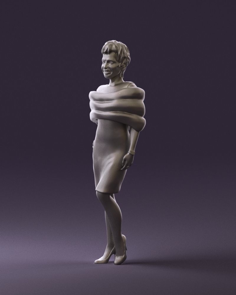 Woman in dark suit with fur 0653 3D Print Ready 3D print model_28