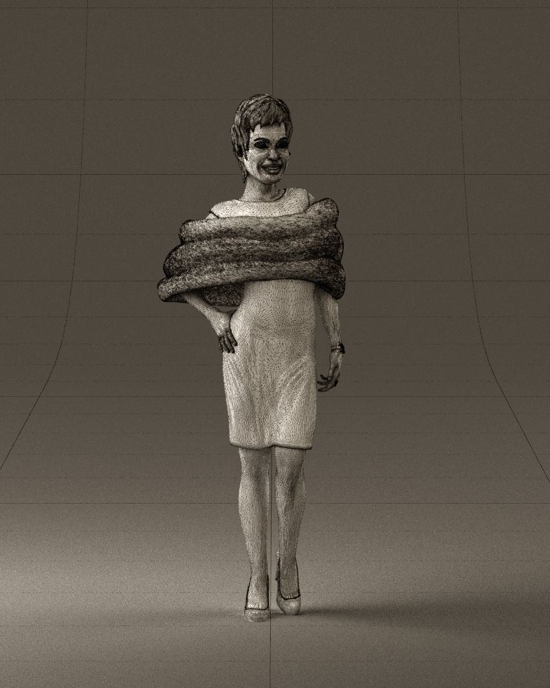 Woman in dark suit with fur 0653 3D Print Ready 3D print model_38